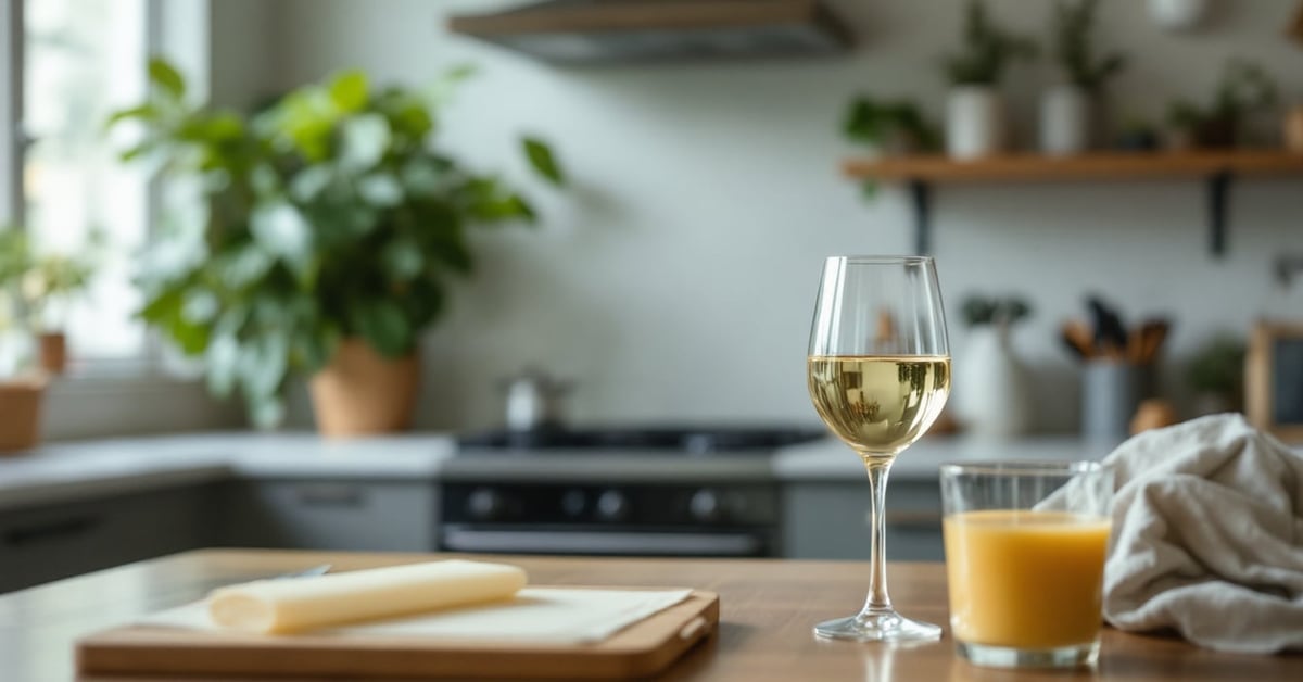 Détartrage Senseo au vinaigre blanc : carafe de vinaigre et machine à café sur plan de travail