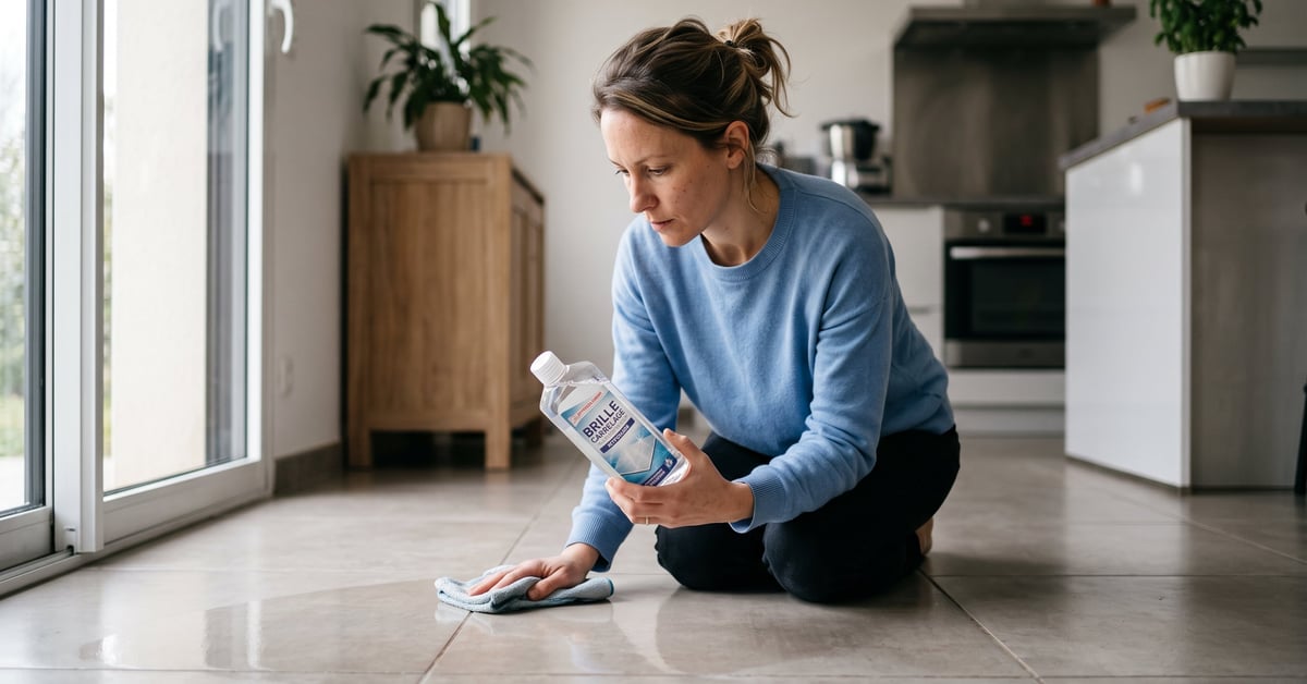 Meilleur produit pour faire briller le carrelage : nettoyant lustrant sur sol carrelé propre et brillant