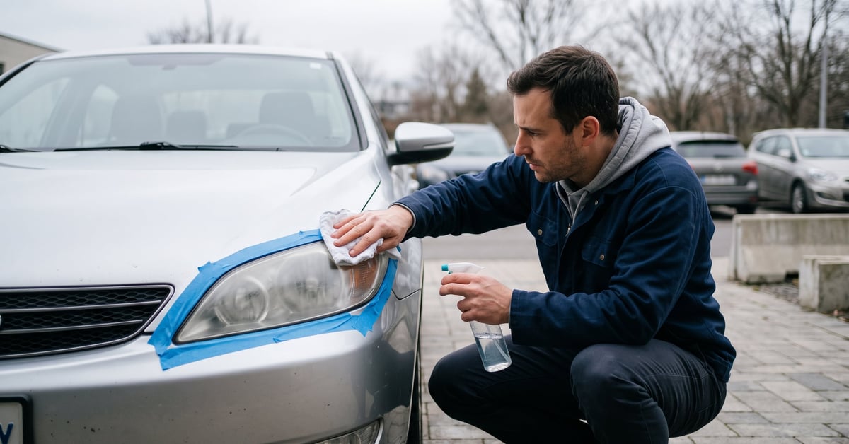 Nettoyer phare voiture vinaigre blanc : résultat avant après sur phare jauni